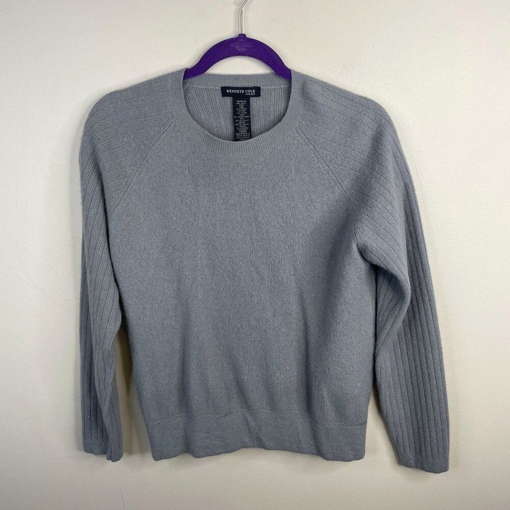 Kenneth‎ Cole Pullover Sweater Mens Medium Gray Angora Wool Blend Quiet Luxury